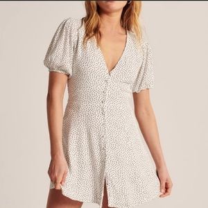 Abercrombie & Fitch Mini Dress With Tie Back White With Black Polka Dots
